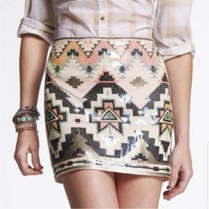 Aztec Sequins Mini Skirt